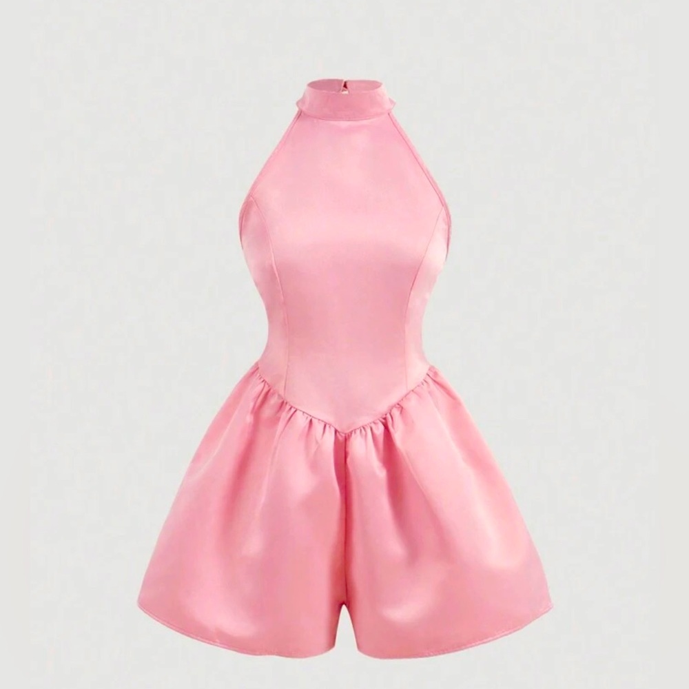 Pink jumpsuit with bow